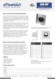 Constant Airflow Regulator Mounting Plate Submittal Data Sheet